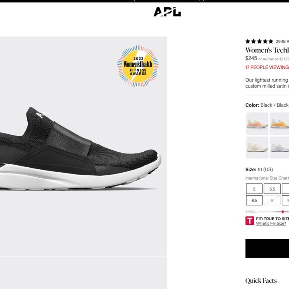 APL Women's TechLoom Bliss Slip-On Shoes Running Lightweight Black White 10 - Picture 1 of 8
